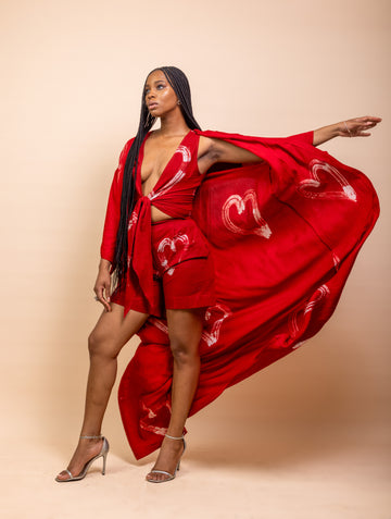 Casj Heart Adire Robe