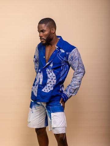Casj Blue Wash Adire Shorts
