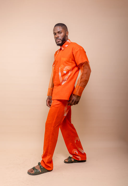 Casj Orange Heart Pants