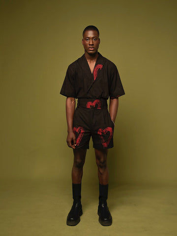 Casj Red Heart Adire Shorts