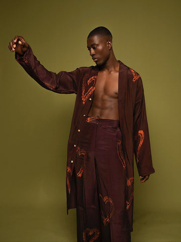 Casj Orange Heart Flare Pants