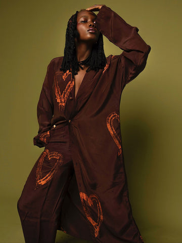 Casj Orange Heart Shirt Dress